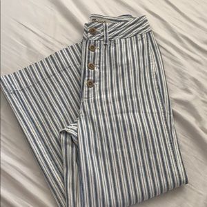 Madewell Blue and White Emmet Wide Leg Crop